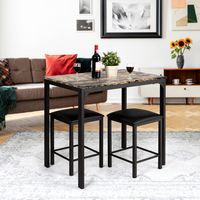 3-Delige Eettafelset Bartafelset met 2 Barkrukken Eetgroep met Gestoffeerde Stoelen Keukentafel met Metalen Frame 90 x 60 x 82 cm