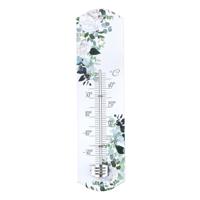 Alma Garden Binnen/buiten thermometer met lentebloemen print - wit - metaal - 29 x 6.5 cm   - - thumbnail