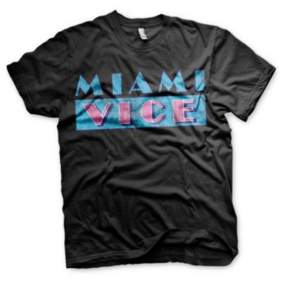 Jaren 80 verkleed thema Miami Vice t-shirt heren - zwart - Eighties carnavalskleding