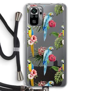Kleurrijke papegaaien: Xiaomi Redmi Note 10S Transparant Hoesje met koord