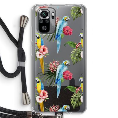 Kleurrijke papegaaien: Xiaomi Redmi Note 10S Transparant Hoesje met koord
