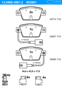 Remblokkenset, schijfrem ATE, u.a. für Fiat, Alfa Romeo, Lancia