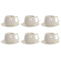Set van 6 kopjes met schotel Home ESPRIT Wit Porselein 120 ml