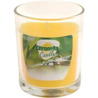 Citronella glazen tafelkaars geel 7 x 8 cm    -