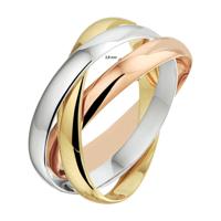 14K Tricolor Gouden Trinity Ring - Wit, Rosé en Geelgoud - 2,8mm