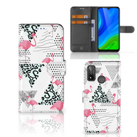 Huawei P Smart 2020 Telefoonhoesje met Pasjes Flamingo Triangle - thumbnail