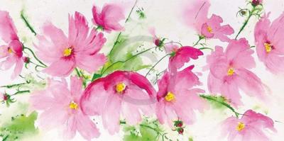 Kunstdruk Heidi Reil - Rosa Kosmeen 100x50cm