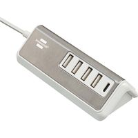 Estilo USB-multilader met 1,50 m textiel kabel 4x USB A + 1x USB C - thumbnail