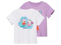 2 meisjes T-shirts (98/104, Peppa Pig/wit/paars)