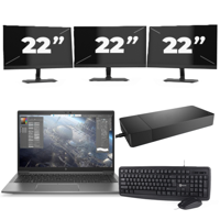 HP ZBook Firefly 14 G7 - Intel Core i7-10e Generatie - 14 inch - 16GB RAM - 256GB SSD - Windows 11 Home + 3x 22 inch Monitor