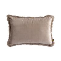 Nous Beige Velvet Kussen Met Franjes