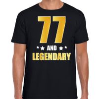 77 and legendary verjaardag cadeau t-shirt goud 77 jaar zwart voor heren - thumbnail