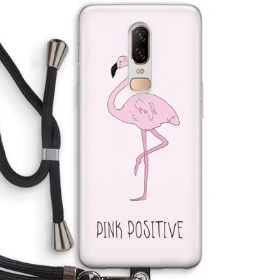 Pink positive: OnePlus 6 Transparant Hoesje met koord