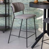 ZILT Barstoel 'Kolten' kleur Zwart/Lichtgrijs (zithoogte 65cm)