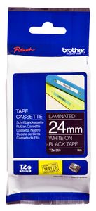 Brother Gloss Laminated Labelling Tape - 24mm, White/Black
