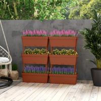 6 Stuks Bloembakken met Drainsysteem Plantbakken Verticale Verhoogde Tuin Plantenbakken Bruin