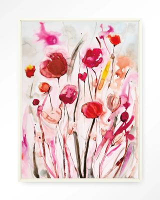 Urban Cotton Wandkleed 'Spring Flowers' 110 x 145cm in Floating Frame - off white