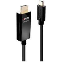 LINDY 43293 USB-C-displaykabel Aansluitkabel USB-C stekker, HDMI-A-stekker 3.00 m Zwart 4K UHD - thumbnail