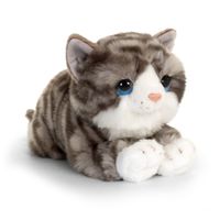 Keel Toys pluche grijs/witte kat/poes knuffel 32 cm