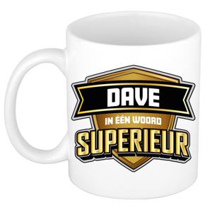 Naam mok Dave - wit - Superieur - keramiek - 300 ml - cadeau collega beker