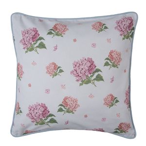 Clayre & Eef Kussenhoes 40x40 cm Blauw Roze Katoen Hortensia Sierkussen Blauw Sierkussen