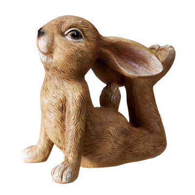 Home & Styling Decoratie paashaas / konijn - yoga - bruin - polystone - 15 cm - paasdecoratie
