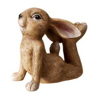 Home & Styling Decoratie paashaas / konijn - yoga - bruin - polystone - 15 cm - paasdecoratie