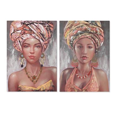 Schilderij DKD Home Decor Koloniaal Afrikaanse (2 Stuks) (70 x 3 x 100 cm)