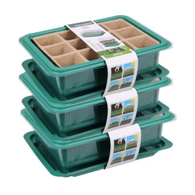 Pro Garden Stekpotje / kweekpot in kweekbak - 3x - 4x stuks - 20 x 15 x 6,5 cm - turfpotjes