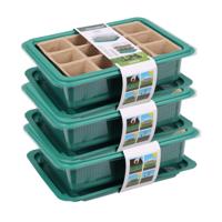 Pro Garden Stekpotje / kweekpot in kweekbak - 3x - 4x stuks - 20 x 15 x 6,5 cm - turfpotjes