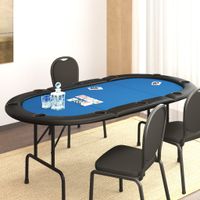 Pokertafel voor 10 spelers inklapbaar 206x106x75 cm blauw - thumbnail