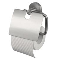 Haceka Kosmos Toiletrolhouder - met klep - geborsteld RVS 1208601