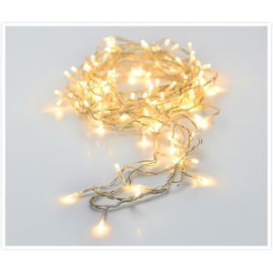 Kerstverlichting transparant snoer met 80 warm witte lampjes 6 meter buiten