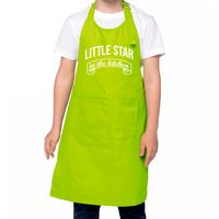 Little star in the kitchen Keukenschort kinderen/ kinder schort groen voor jongens en meisjes - thumbnail