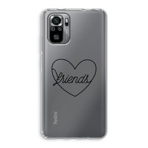 Friends heart black: Xiaomi Redmi Note 10S Transparant Hoesje