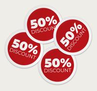 Rode ronde aanbieding in het engels korting sticker