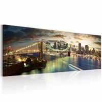 Schilderij - The East River  nachts, New York, Multi-gekleurd, wanddecoratie - thumbnail