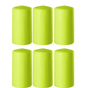 Enlightening Candles Cilinder/stompkaars - 8x - limegroen - D6 x H8 cm - 27 branduur