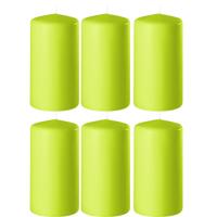Enlightening Candles Cilinder/stompkaars - 8x - limegroen - D6 x H8 cm - 27 branduur