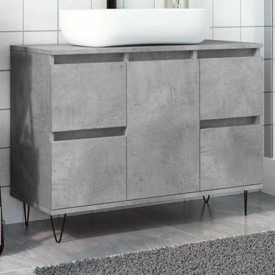 Badkamerkast 80x33x60 cm bewerkt hout betongrijs