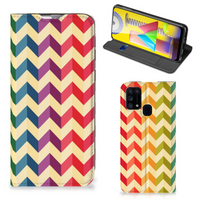 Samsung Galaxy M31 Hoesje met Magneet Zigzag Multi Color