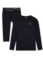 Poederbaas Thermoset Merinowol Heren - Thermoshirt + Thermolegging 3/4 - Zwart-S