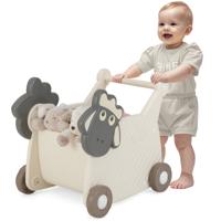 Schaapwandelaar Opbergwagen voor Kinderen 18-Liter Inhoud voor het Ontwikkelen van Motorische Vaardigheden Zit-Sta Looprek Beige