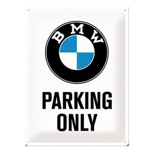 BMW wand deco ophangbordje - Parking Only - metaal - 30 x 40 cm - Old school metall signs