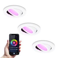 Set van 3 Vienna - Smart inbouwspot - IP65 waterdicht - 6 Watt 450 Lumen - Wifi + Bluetooth - RGBWW - GU10 - Google Home, Amazon Alexa en Siri - Voor binnen, buiten en badkamer - Wit