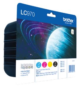 Inktcartridge Brother LC-970VALBP zwart + 3 kleuren