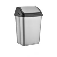 Prullenbak/afvalbak - 10 liter - kunststof - zilver - 20 x 25 x 37 cm