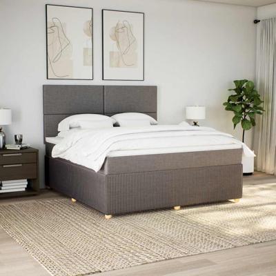 Boxspring met matras stof taupe 180x200 cm