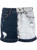 Philipp Plein short en jean bicolore - Bleu