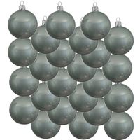 24x Mintgroene glazen kerstballen 8 cm glans